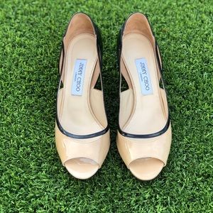 Jimmy Choo nude and black pumps size 39.5 (US 9.5)